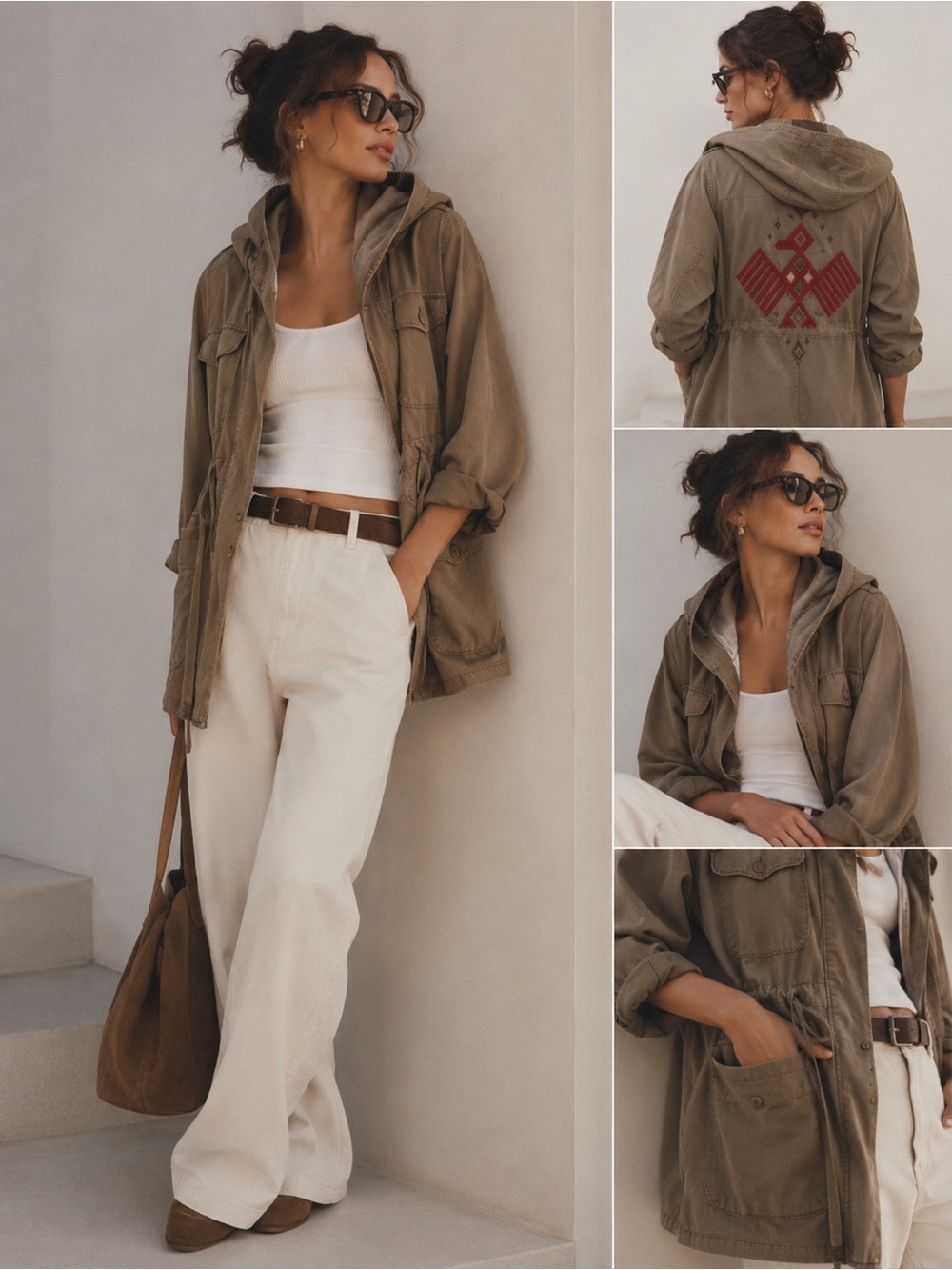 Aritzia Community / Loose fitting hood with embroidery on back